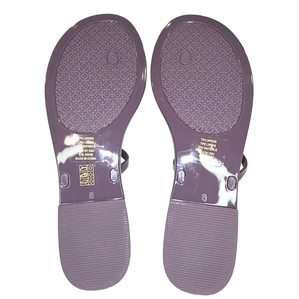 Tory Burch Mini Miller Jelly Thong Sandals In Eggplant Purple - Picture 9 of 10
